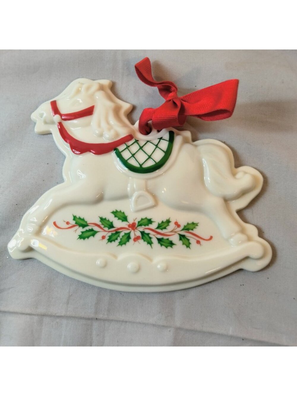 Lenox Holiday Rocking Horse Cookie Press White Bisque